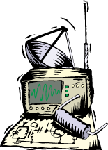 A cartoon view of an Engineering lab desk with equipment on it.